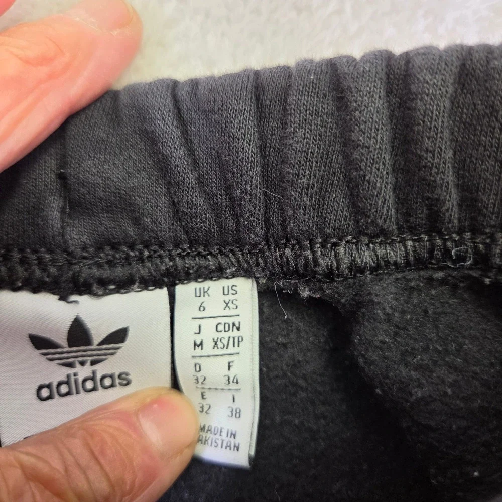 Adidas Originals Mens XS Black Fleece Joggers Trefoil Logo Sweatpants 3055